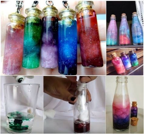 Galaxy Jar, Diy Galaxy, Anniversaire Harry Potter, Astuces Diy, Bottle Charms, Diy Bottle, Diy Arts And Crafts, Free Time, Bottle Crafts