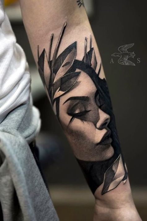 Black And Grey Tattoo Ideas For Girls --YouTube: Trinity Inspires | Pinterest: trinityinspires | Instagram: trinityinspires (Follow.Like.Comment to see more❤️) Girl Face Tattoo, Forearm Tattoo Design, Cool Forearm Tattoos, Tattoo Girls, Face Tattoos, Tattoos Designs, Grey Tattoo, Tattoo Designs For Women, Forearm Tattoos