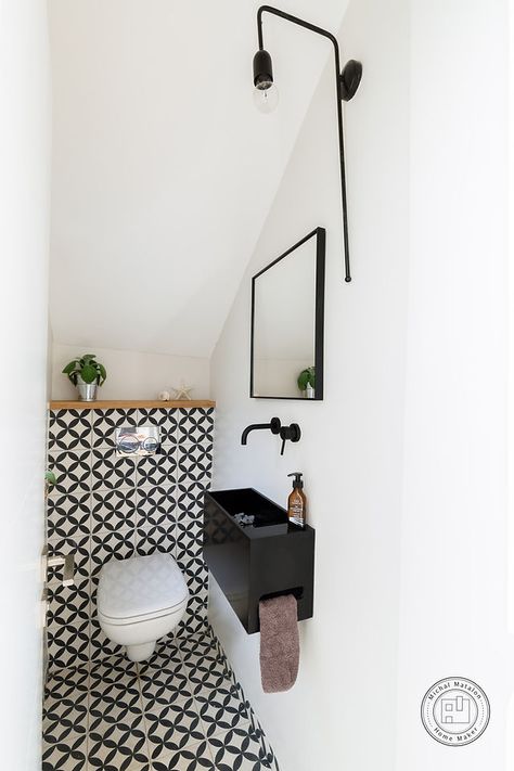 A Bridge to a New World | michalmatalon Tiny Wet Room With Toilet, Understairs Toilet, Wc Decoration, Tiny Powder Room, Amp Furniture, Contemporary Powder Room, Small Downstairs Toilet, Bathroom Under Stairs, Under Stair