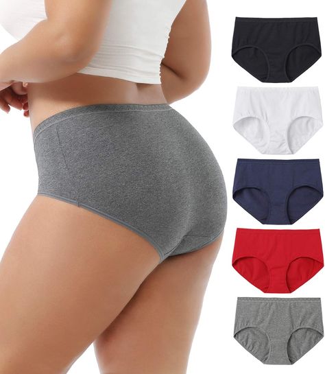 PRICES MAY VARY. No Muffin Top : These women briefs are designed with high stretch waistband and leg band,offer a perfect fit with no pinching no poke or dig-in.Provide all day comfort and breathability. Full Coverage Panties : The women’s cotton underwear cover all of your butt and stay in place all the time,you would never adjust your panties any more,and goodbye to wedgies.Narrow elastic waistband made these women panties invisible look under clothes. Plus Size Underwear For Women : Every wom Bra Top Outfit, Cute Pajama Outfits, Cute Nightgowns, Panties Plus Size, Top Street Style, Cute Sleepwear, Cute Pajamas, Lounge Lingerie, Muffin Top