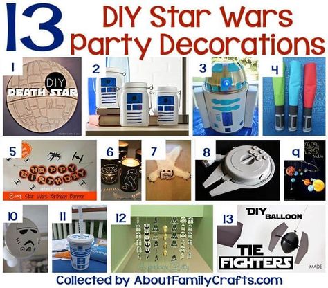 Star Wars Party Ideas - DIY decorations, foods, games, activities, party favors, invitations and more! | birthdays | kids | activities | food | DIY | cakes | printables | birthday party | #starwars #starwarscrafts Diy Light Sabors, Star Wars Party Ideas, Star Wars Party Decorations, Star Wars Party Food, Star Wars Party Games, Star Wars Themed Birthday Party, Diy Star Wars, Diy Cakes, Star Wars Theme Party