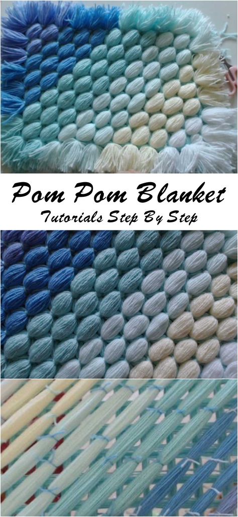 Pom Pom Blanket Loom Pom Pom Blanket, Loom Board Pom Pom Blanket, Pom Pom Loom Blanket, Giant Pom Pom Blanket, Pom Pom Yarn Blanket, S Loom Blanket Pattern, Pom Pom Blanket Diy, Pompon Blanket, Pom Pom Art