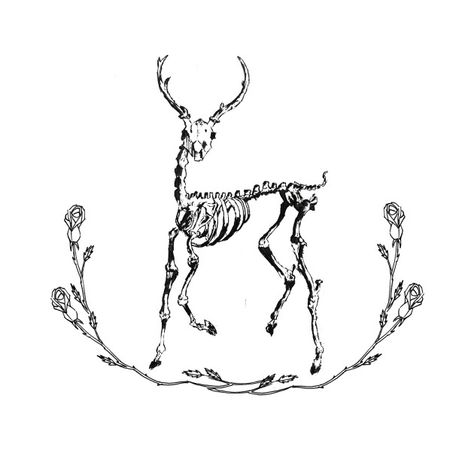 Deer Tattoo Designs Woman, Deer Skeleton Drawing, Deer Skeleton Tattoo, Taxidermy Tattoo, Deer Skeleton, Deer Tattoo Designs, Skeleton Tattoo, Deer Poster, Deer Drawing