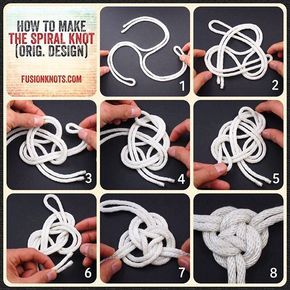 Reposting JD Lenzen: ... "The Spiral Knot - Step-by-Step (image) Instructions - in Decorative Fusion Knots. Available now on Amazon." Celtic Knot Tutorial, Spiral Knot, Simpul Makrame, Pola Macrame, Tutorial Macramé, Decorative Knots, Macrame Knots Tutorial, Paracord Knots, Knots Diy