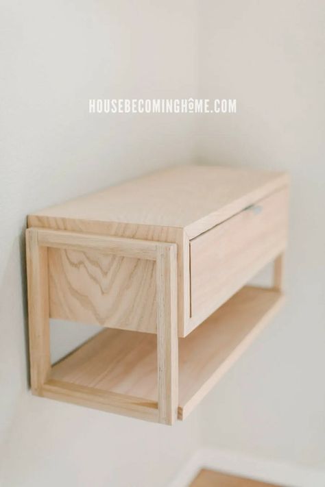 https://housebecominghome.com/modern-floating-nightstand/ Painted Bathtub, Floating Nightstand Diy, Diy Cedar Planter, Floating Night Stand, Modern Floating Nightstand, Painting Bathtub, Floating Bedside Table, Wooden Ceiling, One Year Later