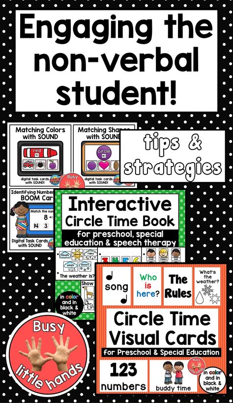 My struggle each year is trying to engage all of my students throughout the school day. Sometimes I feel like my hard to reach students are getting overlooked. That is how and why I created these resources. Check them out!! #nonverballearner #engagingstudents #preschoolspecialeducation #strategiesatcircletime #preschool #circletimeactivities Preschool Special Education Circle Time, Teaching Special Education Preschool, Ecse Classroom Activities, Activities For Nonverbal Students, Multiple Disabilities Classroom, Self Contained Classroom Activities, Self Contained Classroom Setup, Special Ed Preschool, Developmental Preschool