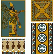 These are four of the #Assyrian patterns that we drew from an illustration in an old book. The patterns are precisely drawn and you can download them in the CAD (dwg) format or vector formats (svg and eps). Assyrian Civilization, Egyptian Design Pattern, Assyrian Art, Entertainment Illustration, Wooden Box Crafts, Egyptian Pattern, Egyptian Design, Ancient Mesopotamia, Ancient Persian