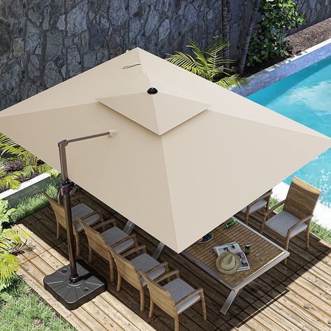 ZLACUIU 10x13FT Cantilever Outdoor Patio Umbrellas, Double Top Large Rectangle Umbrella, Heavy Duty 360° Rotation Offset Outdoor Sun Shade Umbrella for Garden Deck Pool Backyard Patio, Beige Deck Pool, Pool Backyard, Garden Deck, Outdoor Sun Shade, Patio Umbrellas, Patio Table, Outdoor Patio, Patio Umbrella, Umbrella