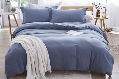 Grey And Blue Bedding, Navy Blue Bed, Blue Bed Covers, Simple Bedding Sets, Navy Blue Comforter, Blue Comforter Sets, Blue Comforter, Lit King Size, Queen Size Duvet Covers