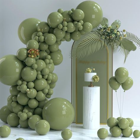 PRICES MAY VARY. 【Avocado Green Balloon Garland Kit】Package includes 130pcs balloons, 18inch 4pcs, 12inch 36pcs, 10inch 30pcs, 5inch 60pcs and 2 rolls of ribbons of the same color. Avocado green balloon different size pack can meet your needs for balloon garland arch. 【Premium Quality】This Avocado green party decoration balloons are made of natural latex,which is safe and non-toxic, safe use for adult or children. The latex balloons can be filled with air and helium, please don’t overfill or ove Forest Balloon Garland, Forest Theme Party, Baby Shower Jungle, Jungle Balloons, Green Balloons, Jungle Forest, Birthday Dinosaur, 30th Birthday Decorations, Green Baby Shower