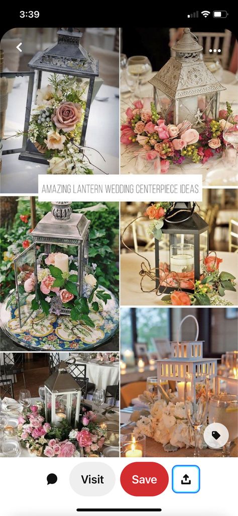 Lantern Centerpieces For Wedding, Lantern Floral Arrangements Diy, Laterns Table Centerpieces Wedding, Vintage Romantic Wedding Decor, Lantern Centerpiece Wedding Rustic, Cheap Wedding Table Centerpieces, Ruangan Studio, Garden Wedding Centerpieces, Wedding Centerpiece Ideas