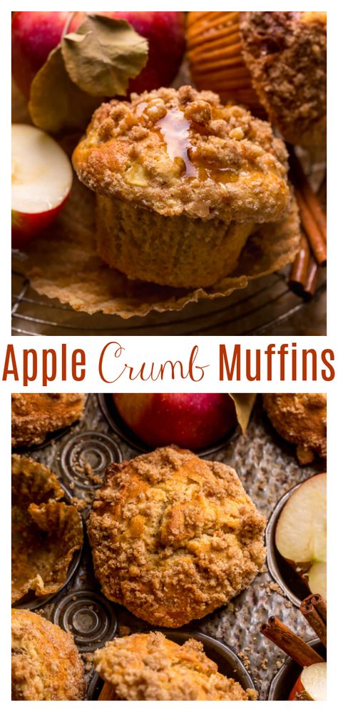 Bust out your muffins tins, because today I'm teaching you how to make the best apple crumb muffins! These apple muffins are moist, richly spiced, and loaded with tender apples! Plus, plenty of buttery crumb topping! Apple Strudel Muffins, Apple Muffin Recipe, Apple Crumb Muffins, Caramel Apple Muffins, Nature Recipes, Apple Bake, Apple Pie Muffins, Apple Biscuits, Apple Muffin