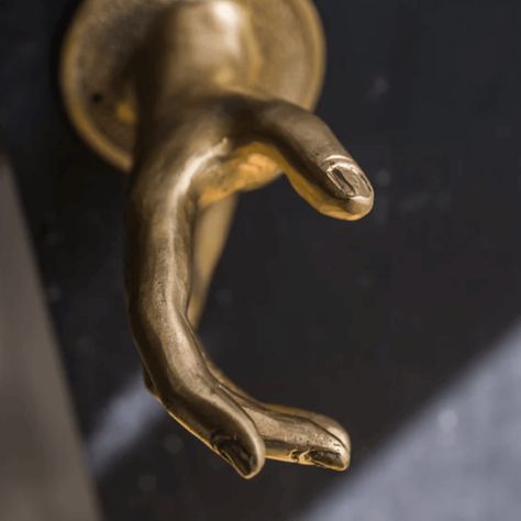 Retire boring knobs, and refresh your abode with our whimsical Brass Hand Shake Door Pull Handle. This unique brass door handle features the shape of an open hand with an aged brass finish. Finish off your drawers or doors with style using our solid Brass Hand Shake Door Pull Handle. Material: Solid Brass Size: Approx. 8" L Care: Do not clean with harsh chemicals. For additional information, please review Maia Homes' guide on how to care for your brass hardware. Origin: Handcrafted in Indonesia Speakeasy Door, Hand Shake, Brass Door Handle, Outdoor Doors, Cool Lock, Kitchen Door Handles, Front Door Handles, Cool Shapes, Brass Door Handles