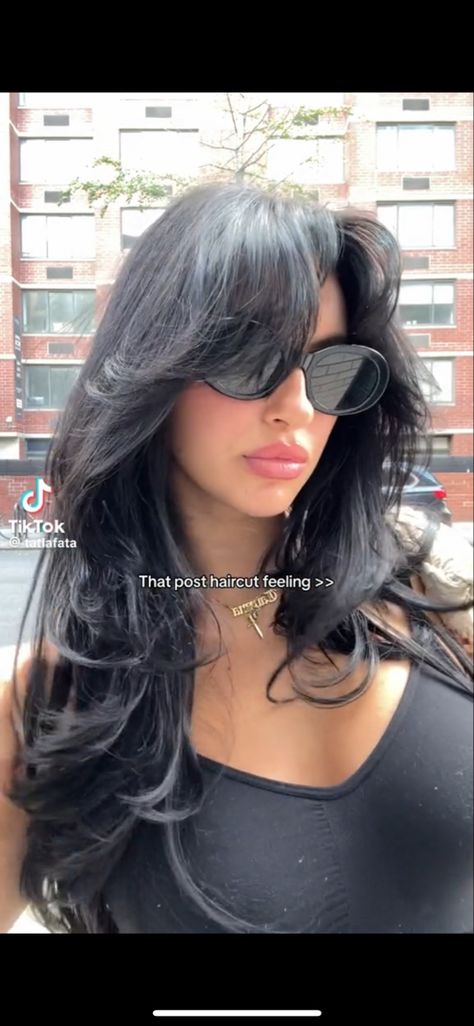 Long Black Hair With Lots Of Layers, Medium Shaggy Haircuts Choppy Layers, Medium Black Hair With Layers, Layered Haircuts For Medium Hair Wavy, Long Black Hair With Layers, Medium Shaggy Haircuts, Medium Dark Hair, Medium Black Hair, Hair Inspiration Long