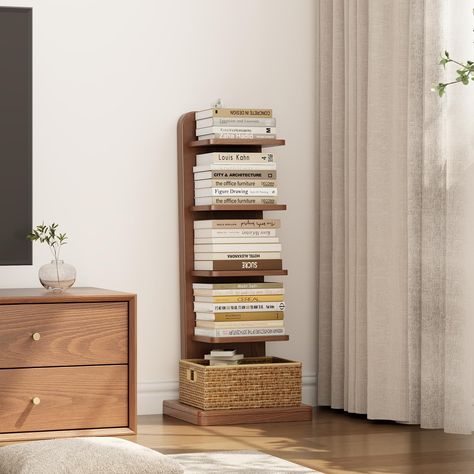 PRICES MAY VARY. 【Attractive Style】: This book shelf has five open storage shelves that provide large storage space for multiple items. The charming style of the small bookshelf can add a touch of elegance to any room. The standing shelf sleek design and clean lines make it the perfect addition to modern or contemporary decor. 【Versatile】: This unique bookshelf is not only visually appealing but also highly versatile. The farmhouse bookshelf offers ample storage space for books, magazines, and o Bookshelf Attached To Wall, Small Shelf For Books, Book Storage Apartment, Japandi Bookshelf, Bedroom Book Storage, Mcm Bookshelf, Minimal Bookshelf, Short Bookshelf, Minimalist Bookshelf