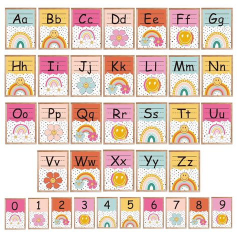 PRICES MAY VARY. Package Content - You will get 36pcs alphabet and number cards, and also have 4 sheets glue points for easy installation, a complete set for you. Boho Design - Our decoration set adopts boho design, the alphabet and number cards are decorated with colorful boho rainbow and flower patterns, delicate and eye-catching. Proper Size - Each card measures 1.7 x 2.2inch, won’t take too much space, the size is proper to stick anywhere you want, and also suitable to hold in hand. Convenie Pre K Classroom Decor, Infant Classroom Decorations, Toddler Bulletin Boards, Boho Alphabet, 2024 Classroom, Kids Classroom Decor, Boho Classroom Decor, Groovy Rainbow, Kindergarten Decorations