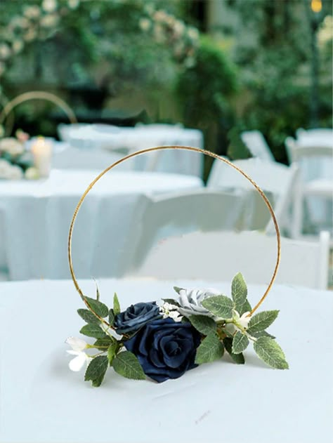 3pcs/Set Holder Hoop Wreath Floral Centerpieces For Sweetheart Table, Head Table, Ceremony Reception Artificial Flowers Decorations Party Birthday,Spring Flowers, Spring Decorations Blue         Home Decor, size features are:Bust: ,Length: ,Sleeve Length: Table Centerpieces For Graduations, Table Decorations For A Wedding, Hula Hoop Table Decoration, Centerpieces With Crystals, Gold Hoop Floral Centerpiece, January Wedding Centerpieces Simple, Circle Hoop Centerpiece, Simple Nautical Centerpieces, Floral Ring Wedding Centerpieces