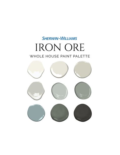 Sherwin Williams Iron Ore Palette Iron Ore Kitchen Cabinets - Etsy India Kitchen Cabinets Iron Ore, Iron Ore Doors, Iron Ore Palette, Iron Ore Kitchen Cabinets, Iron Ore Paint, Sherwin Williams Iron Ore, Iron Ore Sherwin Williams, Interior Paint Palettes, Paint Pallets