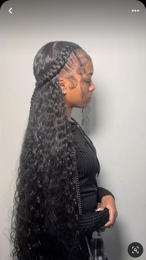 Cute Hairstyles For Basketball Pictures, Hairstyle Sew In Black Women, Hairstyles For Birthday Girl Black 12, Hair Tutorials Half Up, Curly Hair See In, Swoop With Weave, Cute Hairstyles With Color, 22nd Birthday Hairstyles, Braided Hoco Hairstyles