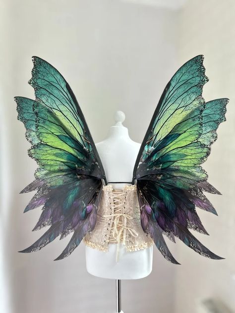 Green Fairy Wings, Forest Fairy Wings, Natural Fairy Wings, Fairy Wings for Adults, Dark Fairy Wings - Etsy Dark Fairy Wings, Forest Fairy Wings, Dark Fairy Outfit, Dark Fairy Costume, Forest Fairy Costume, Green Fairy Wings, Diy Fairy Wings, Fairy Costume Diy, Fairy Wings Costume