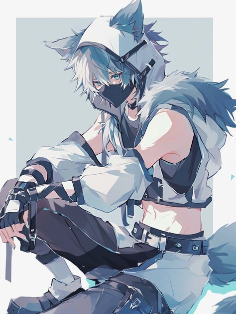 Wolf Guy Art, Werewolf Oc Male Human, Cat Human Hybrid Character Design, Fox Boy Oc, Dog Boy Oc, Wolf Anime Boy, Wolf Hybrid Oc, Chibi Werewolf, Catboy Fanart