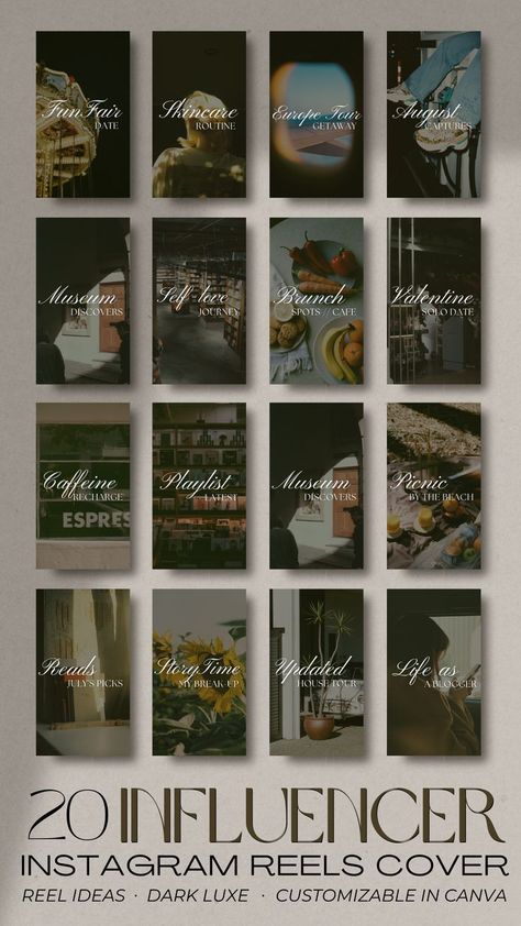 Instagram Reel Templates | Canva Templates for Instagram Reels | Canva Templates for Influencer Colour Themes For Instagram, Ig Reel Cover Ideas, Reel Cover Design Ideas, Ig Reels Cover Aesthetic, Reel Covers Instagram Template, Reel Design Instagram, Cover For Reels Instagram, Ig Reels Cover, Instagram Reels Design