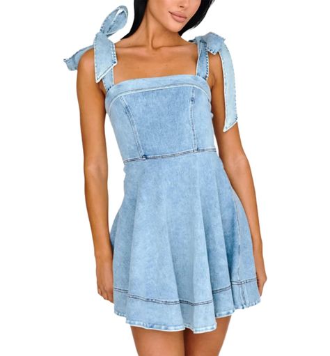 PRICES MAY VARY. 90% cotton, 10% polyester Hand wash/machine wash, no bleaching/exposure to the sun S, M, L, XL four sizes Regular fit, tube top, back zipper, ruffle hem, 90s vintage pastoral style This denim dress is perfect for any occasion! New women's denim dress, cute slim fit, cool and breathable, for a great wearing experience!  Name: women's denim dress Material: cotton, polyester Style: fashion, casual, street Thickness: regular Season: four seasons  Product packaging: 1 x dress  Note: Sabrina Carpenter Denim Dress, Blue Gameday Outfit, Megan Moroney Concert Outfits, Cute Denim Outfits, Sec Gameday Outfits, Country Concert Dress, Rush Week Outfits, Denim Outfit Ideas, Country Dress