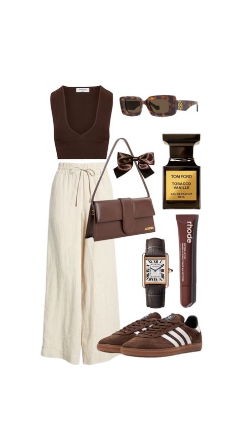 Espresso Martini Outfit, Brown Skirt Outfit Ideas, Skirt Outfit Ideas Summer, Martini Outfit, Chocolate Brown Outfit, Chocolate Brown Skirt, Brown Skirt Outfit, Outfit Collages, Skirt Outfit Ideas