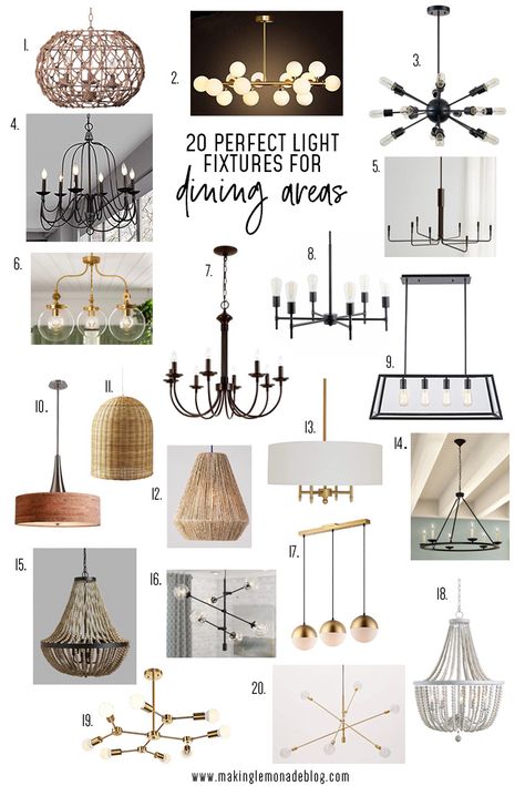 20 Light Fixtures Perfect for Dining Areas - Making Lemonade Dining Room Lights, Dinning Room Lighting, Kitchen Table Lighting, Making Lemonade, Themes Wedding, Dining Table Lighting, Farmhouse Light Fixtures, Colors Wedding, Dining Room Light Fixtures