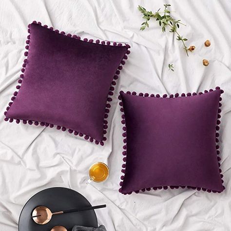 Draps Design, Light Blue Pillows, Designer Bed Sheets, Purple Cushions, Purple Throw Pillows, Leather Throw Pillows, Couch Pillow Covers, Orange Throw Pillows, Velvet Couch