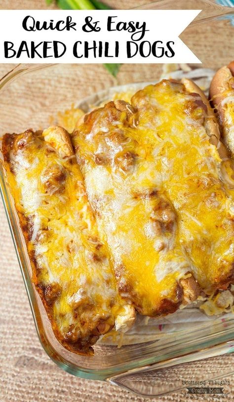 Baked Chili Dogs, Chili Hotdogs, Chili Dog Bake, Chili Dog Chili Recipe, Baked Chili, Lunch And Dinner Ideas, Chili Dog, Cheese Dog, Chili Dogs