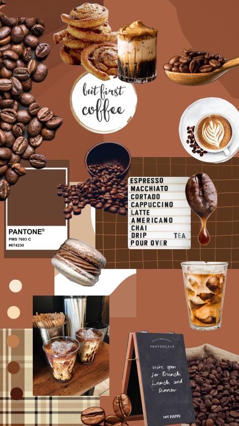 Mood board 1 #coffee #coffeeaesthetic #coffeeshop #wallpaper #food #brown #brownaesthetic #brownacademia #browntheme #cafe #cafeaesthetic Wallpaper Food, Brown Cafe, Brown Aesthetic, Cafe Food, Food Truck, Cappuccino, Your Aesthetic, Mood Boards, Coffee Shop