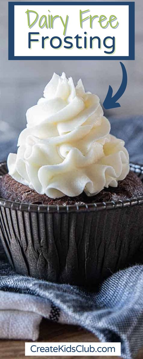 Dairy free frosting is the best frosting recipe around! Made with powdered sugar, soy milk, & coconut oil, it whips into a versatile frosting to use on cupcakes, cakes, or your favorite desserts. Easy to make with minimal ingredients, you will have a vegan frosting ready to use immediately or freeze for later. The perfect recipe to make if in a pinch or planning ahead and tastes exactly like regular buttercream icing! Nondairy Frosting Recipe, Dairy Free Coconut Frosting, Dairy Free Icing For Cupcakes, No Dairy Frosting Recipes, Dairy Free Frosting For Cake, Dairy Free Sugar Free Frosting, Dairy Free Frosting Recipe, Milk Allergy Recipes, Sugar Free Frosting Recipe