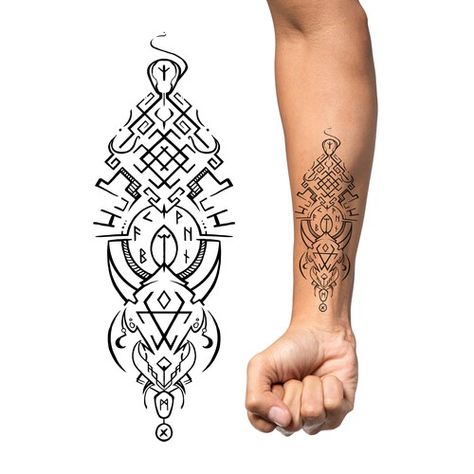 Runes And Symbols, Slavic Tattoo, Tricep Tattoos, Pagan Tattoo, Viking Tattoo Sleeve, Rune Tattoo, Norse Tattoo, Nordic Tattoo, Pagan Art