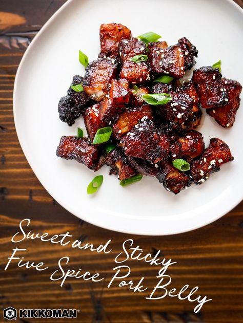 Five Spice Pork Belly, Chinese Five Spice Recipe Dishes, Chinese Five Spice Pork, Sticky Pork Belly, Five Spice Pork, Asian Pork Belly, Sharing Plates, Yummy Nummies, Sticky Pork