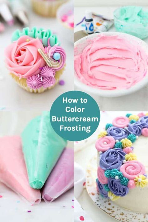 How To Make Pastel Color Icing, Colored Frosting How To Make, How To Color Frosting, How To Color Buttercream Frosting, Coloring Buttercream Frosting, Cake Decorating For Boys, Colored Buttercream Frosting, Buttercream Cookies Decorated, Coloring Buttercream