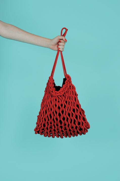 Braided Bag, Knitted Bag, Red Rope, Crochet Rope, Rope Bag, Produce Bags, Macrame Bag, String Bag, Sewing Embroidery Designs