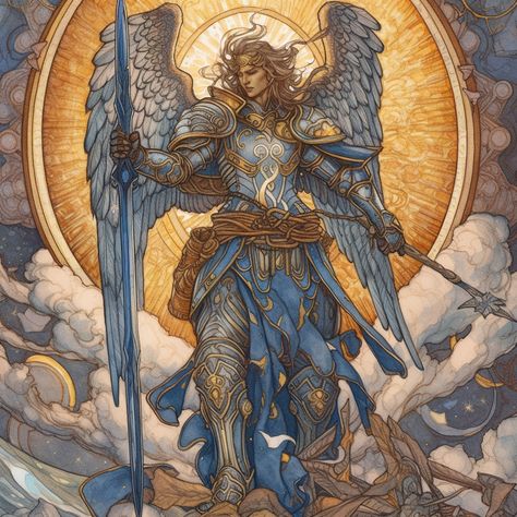 Angel In Armor, Archangel Xmen, Archangel Michael Art, Male Angels, Seven Archangels, Michael Archangel, Michael The Archangel, Mtg Art, Angel Artwork