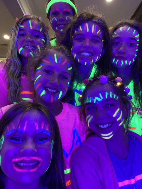 Glow Face Paint, Neon Face Paint, Festival Face Paint, Glow In Dark Party, Sweet Sixteen Birthday Party Ideas, Glow Birthday Party, Neon Paint, Blacklight Party, Neon Birthday