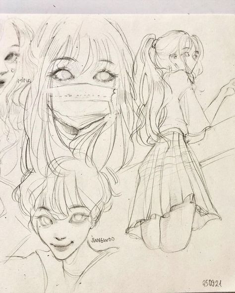 drawings. | Art tutorials drawing, Cute art, Animation art sketches Short Haircuts With Bangs And Layers, ศิลปะ Sugar Skull, Indie Drawings, Animation Art Sketches, Desen Anime, Seni Cat Air, 인물 드로잉, Arte Inspo, Arte Sketchbook