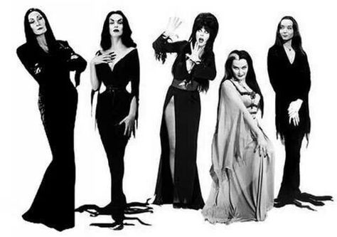 The women of horror Lily Munster, Goth Outfit Ideas, Gomez And Morticia, Days Until Halloween, Cassandra Peterson, Elvira Mistress Of The Dark, Goth Subculture, Morticia Addams, Witch Aesthetic