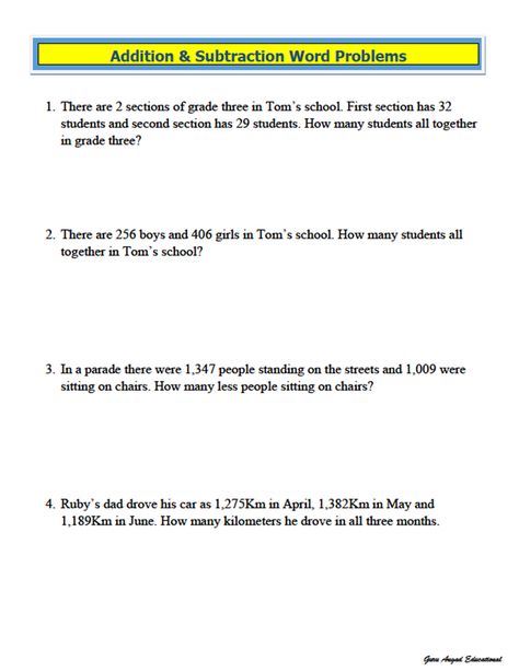 ADDITION AND SUBTRACTION WORD PROBLEMS ... Word Problem Addition And Subtraction, Addition And Subtraction Word Problems 3rd, Class 4 Maths, Mental Math Tricks, Addition And Subtraction Word Problems, Summer Homework, Mathematics Activities, Subtraction Strategies, Math Exercises