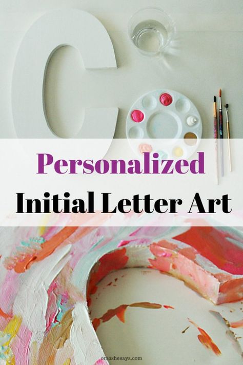 Initial Decor Letter, Initial Crafts, Initial Decor, Painted Wood Letters, Initial Canvas, Painted Initials, Initial Art, Letter Crafts, Preschool Alphabet