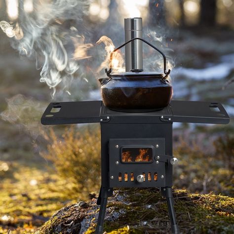 Portable Wood Stove, Camping Wood Stove, Tiny Wood Stove, Stove Black, Portable Stove, Hiking Picnic, Tent Stove, Wood Charcoal, Portable Tent