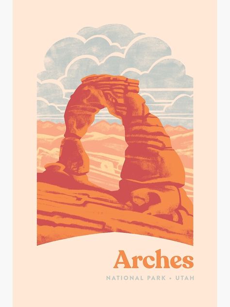 "Arches National Park" Metal Print by Waynem79 | Redbubble Vintage National Park Posters, Christian Graphic Design, Dorm Art, Dorm Posters, Utah Usa, Utah National Parks, National Park Posters, Park Art, Parking Design