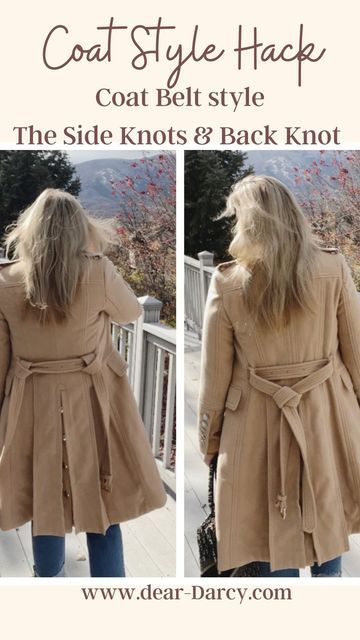 D’Arcy Vandenberg on Instagram: "Coat Style Hack 2 ways to Style a coat belt✔️ -The Side knots Quick & easy way to secure a coat Belt and give a clean finished look.✔️ -The Back Knot Stylish way to tie a belt and define the waist from the back, without actually having to wrap belt around waist. ✔️ Tip: you can use this on belted cardigan as well. Which knot will you try? Follow me for more style tips⬆️♥️ Easy to shop my looks🛍 🛍 Linked in today’s stories⬆️ 🛍🛍 Shop my instagram feed⬆️ cli How To Tie Cardigan Belt, Tie Coat Belt Back, Tie Belt Cardigan Outfit, How To Tie A Coat Belt In The Back, Tying A Coat Belt, Coat Tied Around Waist, Coat Belt Knot, Coat Belt, Beachy Style