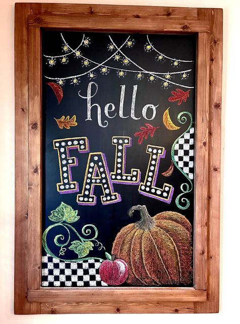 Early Fall Chalkboard Ideas, Hello Fall Chalkboard Sign, Fall Restaurant Chalkboard, Easy Fall Chalkboard Ideas, Fall Boutique Chalkboard Ideas, Fall Chalkboard Art Autumn, September Chalkboard Ideas, Fall Chalkboard Ideas Easy, Fall Blackboard Ideas