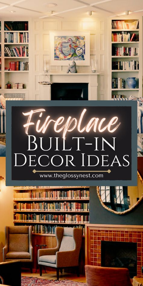 decorating a bookcase on either side of a fireplace Living Room With Bookcases And Fireplace, Fireplace Ideas With Bookcases, Fireplace With Recessed Shelves, Bookshelves Surrounding Fireplace, Built In Bookcase With Fireplace, Fireplace With Shelving On One Side, Library With Fireplace Bookshelves, Living Room Built Ins Around Fireplace, Tv Cabinet Next To Fireplace