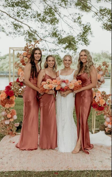 Peach color bridesmaid dresses