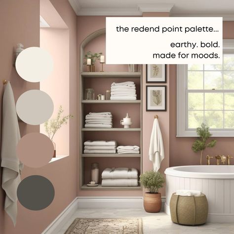 This Redend Point paint palette was professionally created with Sherwin Williams paint colors and features many best-selling colors.I have carefully selected a range of 9 colors for this palette, and included options for walls, trim, furniture, cabinets and doors. Sherwin Williams has hundreds of paint colors, each with their own unique undertones. This can make choosing the right paint colors hard. The colors in this collection were carefully selected to coordinate with each other - this makes Salmon River Run Sherwin Williams, Sherwin Williams Redend Point Bathroom, Sw Redend Point Bathroom, Sherwin Williams Redend Point Bedroom, Sherwin Williams Smoky Salmon, Classic Sand Sherwin Williams, Sherwin Williams Sandbank, Secret Cove Sherwin Williams, Resend Point Sherwin Williams